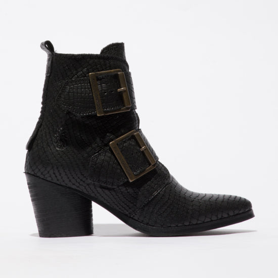 Fly London Aria Croco Black Ankle Boot Only 8 left Prego