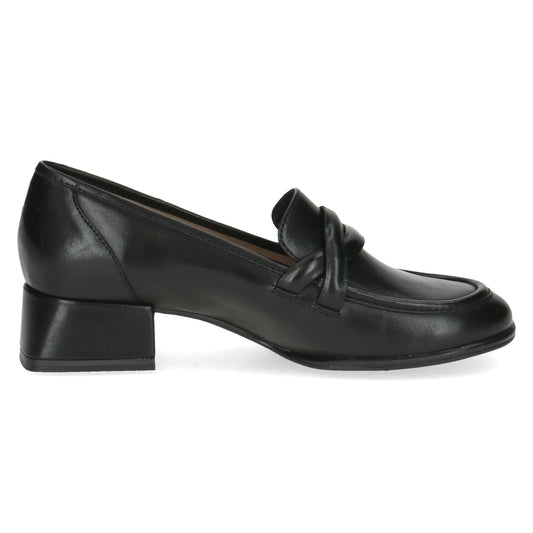 Caprice Black Nappa Leather Heel Loafer