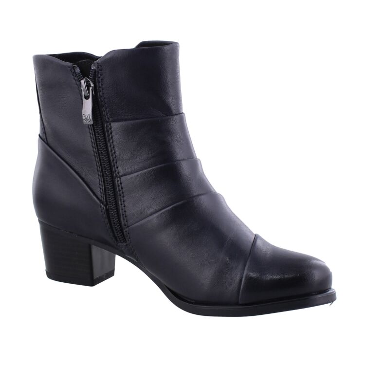 Caprice Ocean Comb Leather Heeled Ankle Boot.