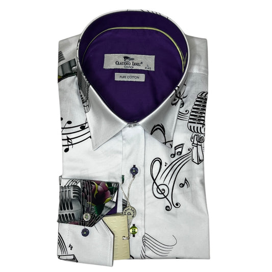 White Musical Notes Shirt - CP6961