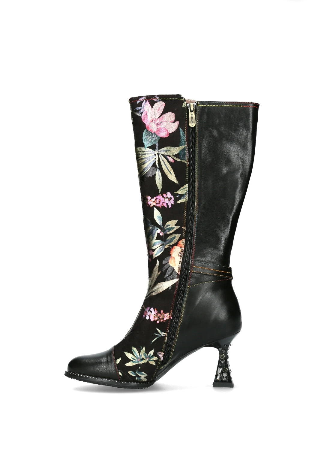 Laura Vita Oliveo 02 Long Boot with Side Zip and Jewelled High Heel.