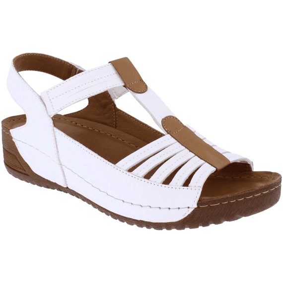 Adesso Lowri White Leather Wedge Sandal. Only 3 and 6 left – Prégo